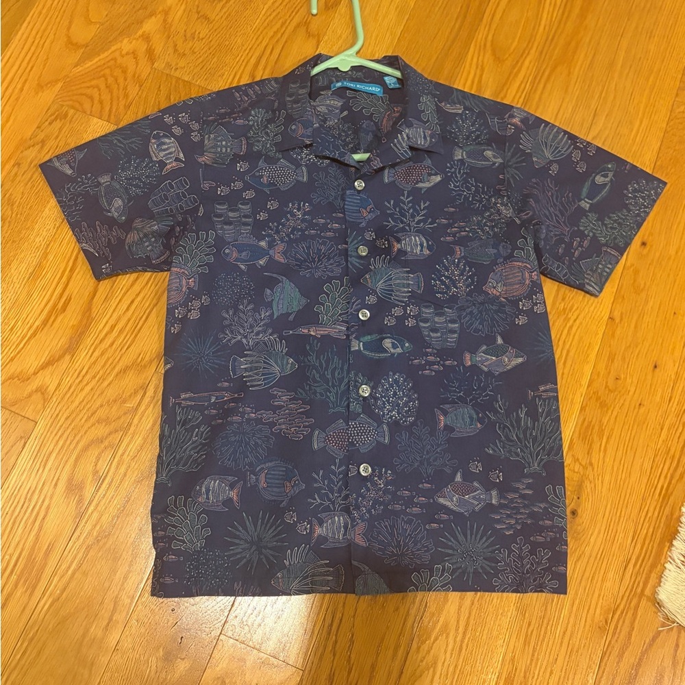 Boy’s Tori Richard Blue Authentic Hawaiian Shirt size Large